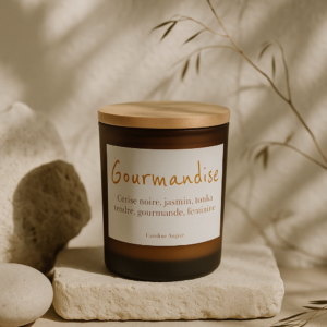 Bougie parfumée avec couvercle en bambou