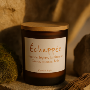 Bougie parfumée avec couvercle en bambou