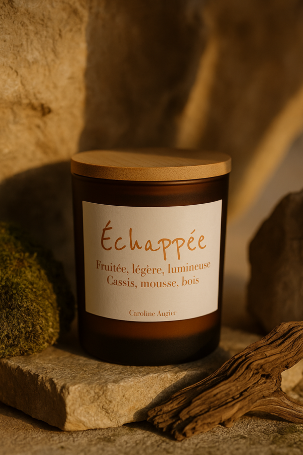 Bougie parfumée avec couvercle en bambou