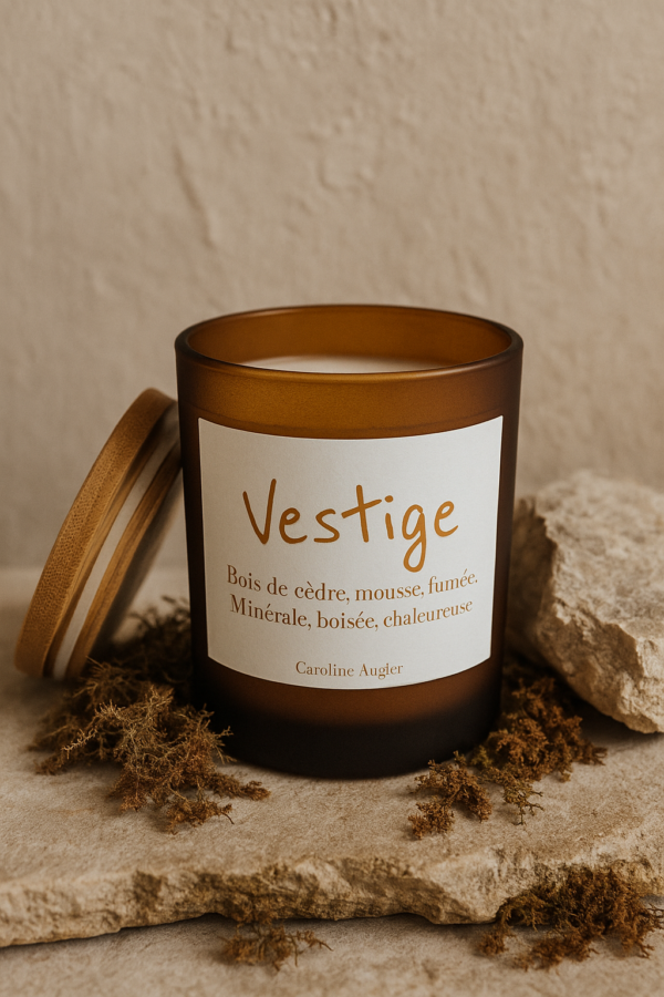 Bougie parfumée avec couvercle en bambou